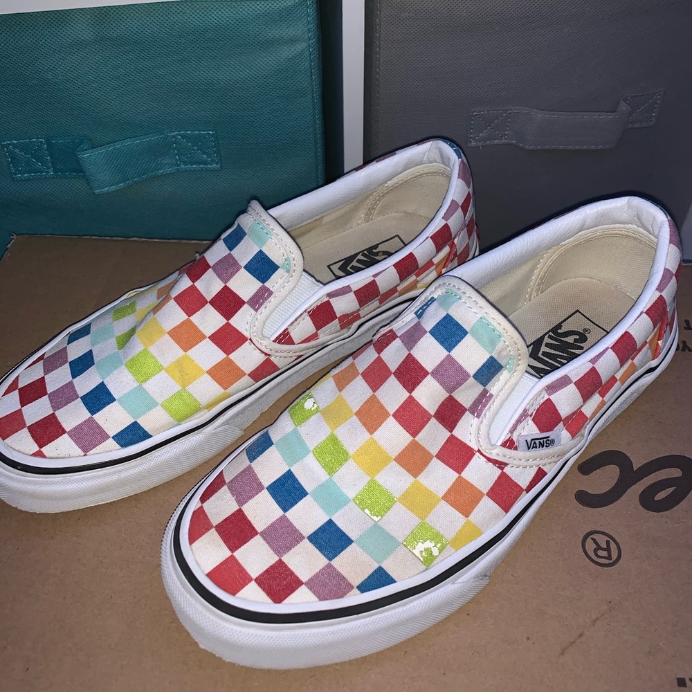 Rainbow Checkered Vans